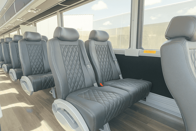 interior of Manteca Coach Bus Service charter bus