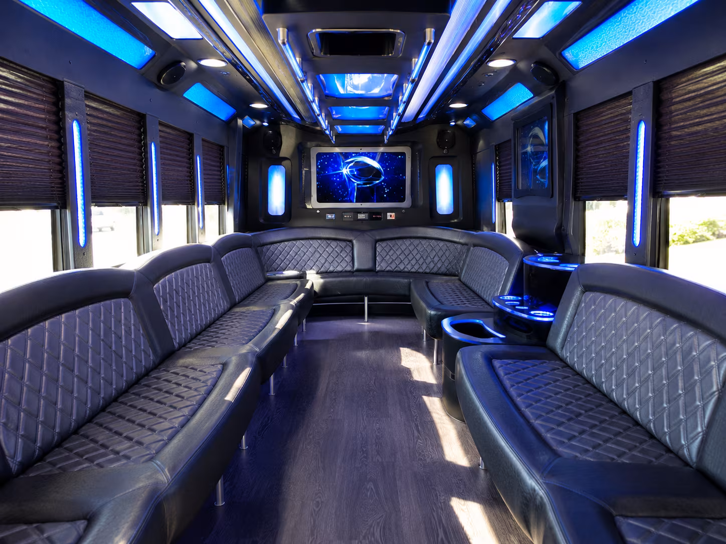 manteca 28 passenger party bus inside