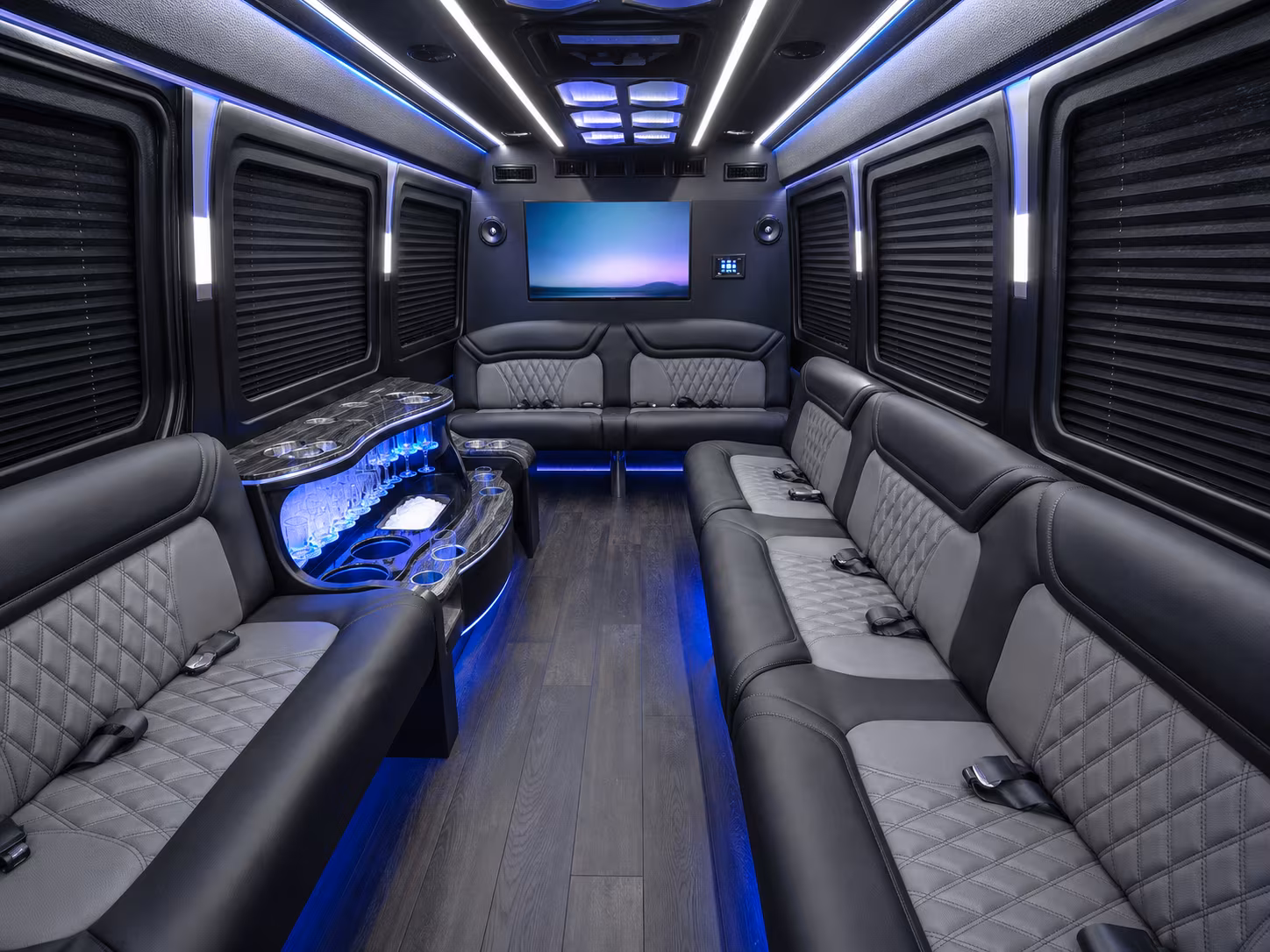 manteca 30 passenger party bus interior