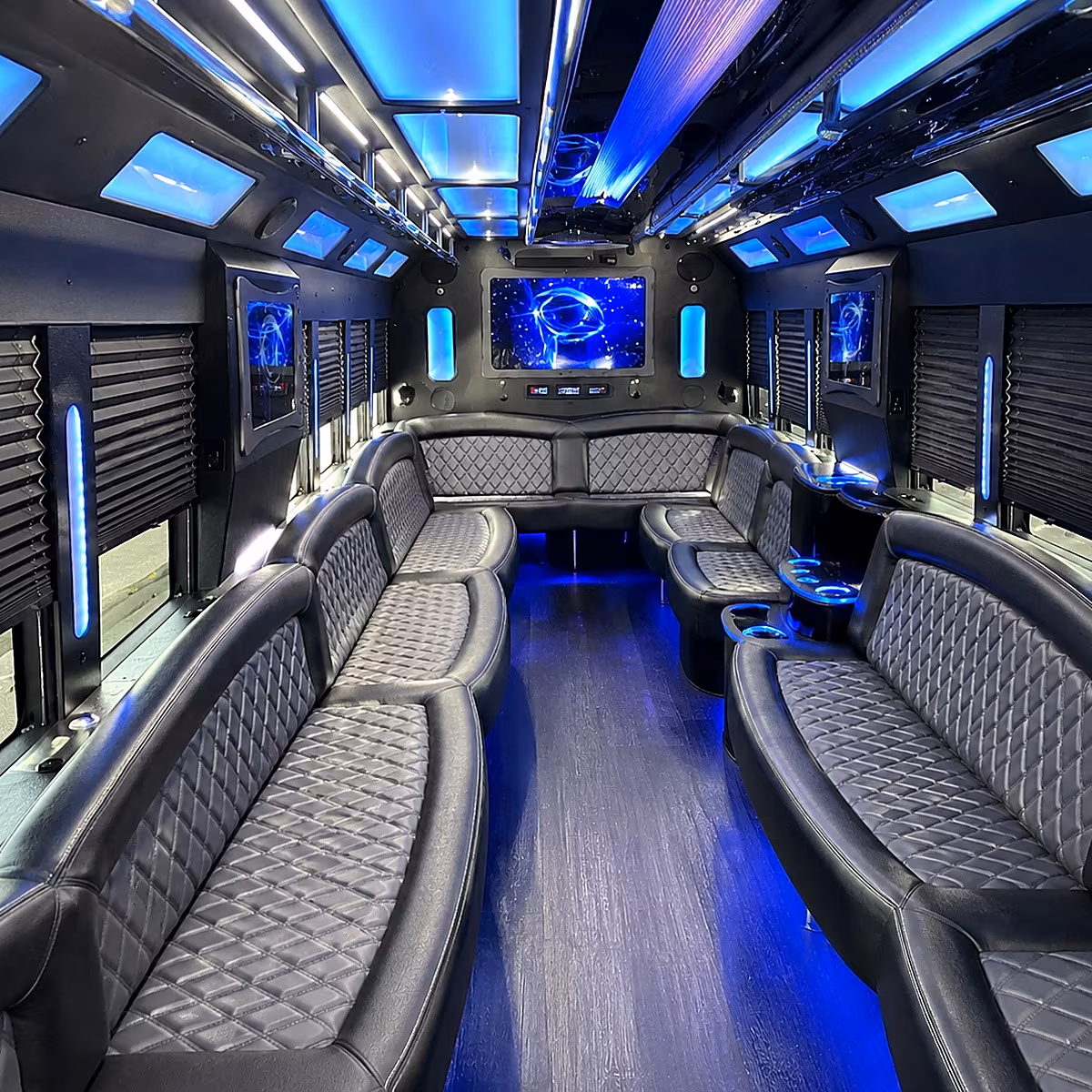 manteca 50 passenger party bus interior
