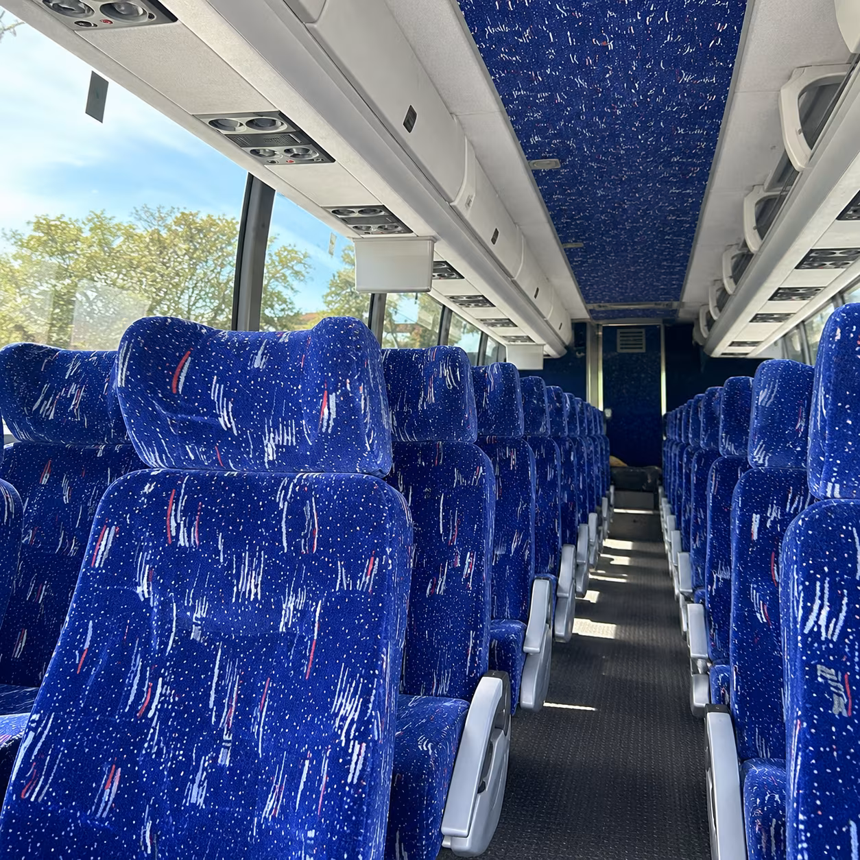 manteca 56 passenger charter bus inside